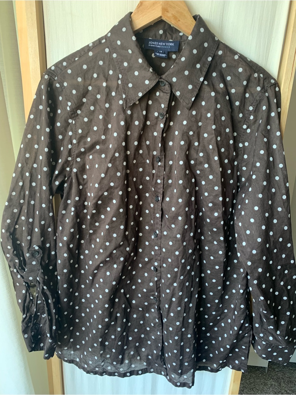 JNY Polkadot Brown and White 100% Cotton Size 1X
